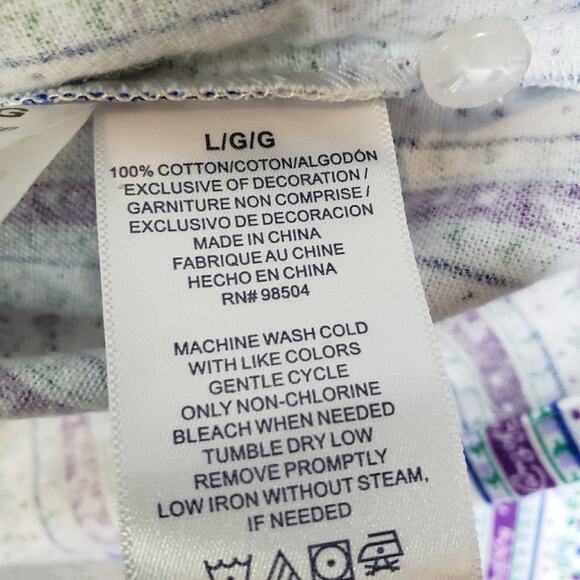 Lanz Of Salzburg Pajama Set Womens Large White Floral Flannel Button Up New - Picture 12 of 14